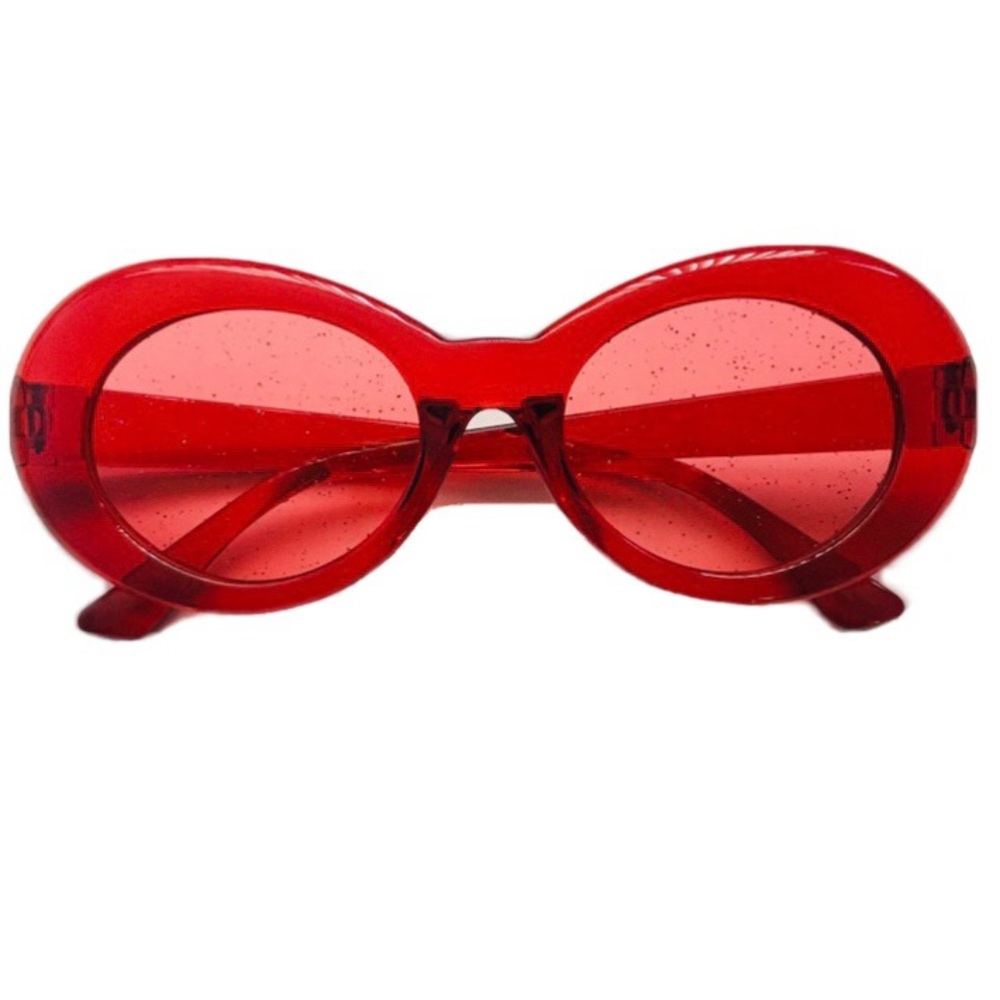 Red Y2K Jelly Translucent Oval Sunglasses